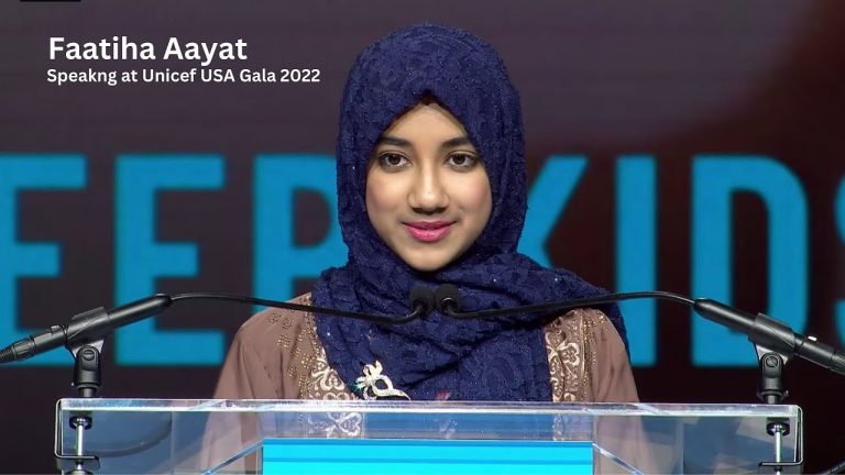 Faatiha Aayat  Speaking at UNICEF USA GALA 2022